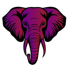Minimalistic vector illustration of an Elephant with large tusk for logo and mascot symbols