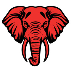Obraz premium Minimalistic vector illustration of an Elephant with large tusk for logo and mascot symbols