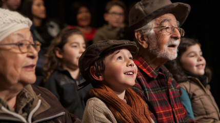 Fototapeta premium multigenerational family enjoys community event, showcasing joy and connection among different ages. expressions of happiness highlight importance of togetherness