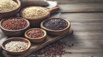 Vintage food photo of grains on a board