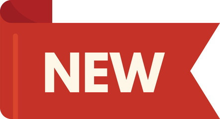 Red ribbon banner is displaying new sign, perfect for showcasing a new product or service