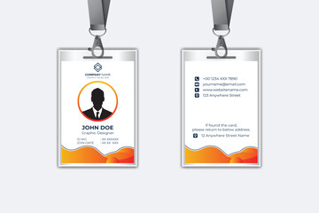 Id card template with photo abstract style