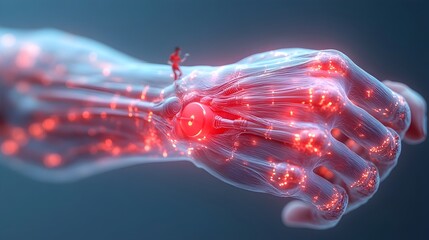 Anatomical of Elbow Joint with Red Pain Signal