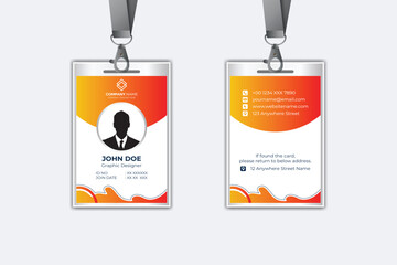 Id card template with photo abstract style