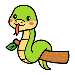 Cute Snake Cartoon Vector Doodle Illustration