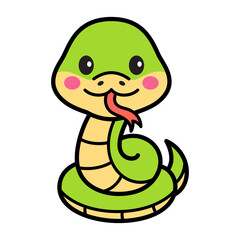 Cute Snake Cartoon Vector Doodle Illustration