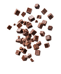 Chocolate block on white background