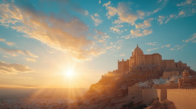 Sunrise view from Indian temple