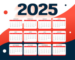 trendy new year 2025 calendar template a printable design