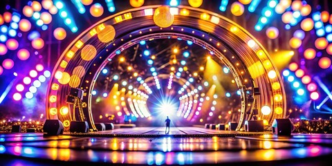 Vibrant Illuminated Stage with Colorful Bokeh Lights at Night for Stunning Event Capture