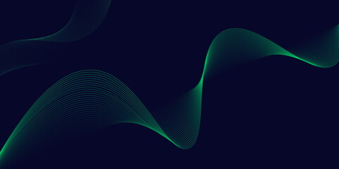 Elegant Green and Blue Line Wave Design with Fluid Dynamics, Perfect for High-Tech Backgrounds, Futuristic Digital Artwork, and Contemporary Graphic Design Projects