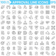 Approval Line icons Vector And Illustrator Set