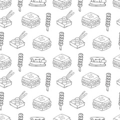 food pattern. doodle food pattern. seamless pattern of food and beverage. hand drawn food pattern background