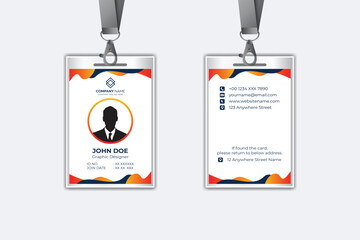 Id card template with photo abstract style