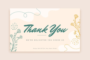 personalized thank you message card with botanical floral decor
