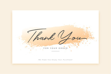 modern thank you for order card with grungy effect
