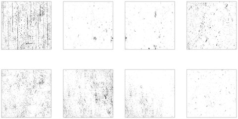 Grunge overlay textures with dust grain isolated on white background. Vintage grunge background with dirty edges and scratches.