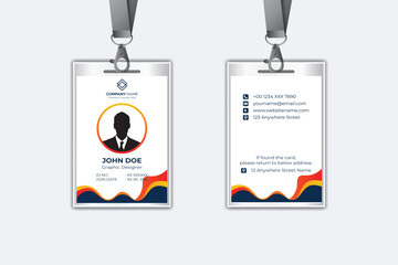 Id card template with photo abstract style