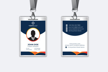 Id card template with photo abstract style