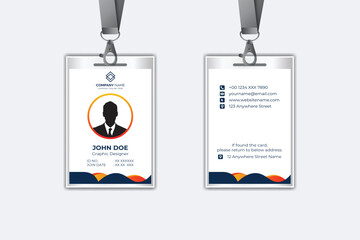 Id card template with photo abstract style