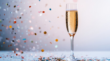Champagne Glass with Confetti, Celebration Scene