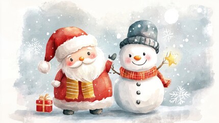 Cute snowman. Winter holiday theme.