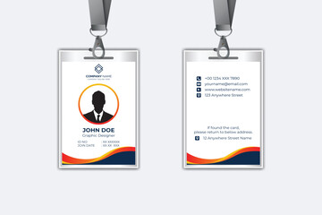 Id card template with photo abstract style