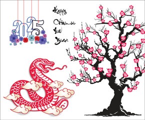 Happy Chinese new year 2025 Zodiac sign, year of the Snake.