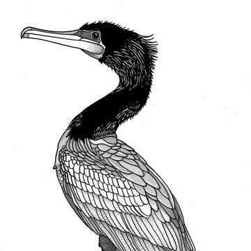 recommend clip art: Elegant Cormorant Illustration on Clean White Background