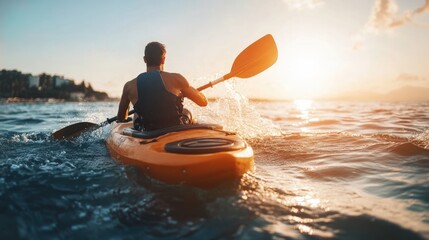 Water sports with eco-conscious practices, featuring environmentally friendly approaches like using electric boats, avoiding single-use plastics,