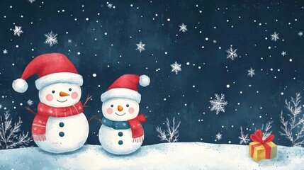Cute snowman. Winter holiday theme.