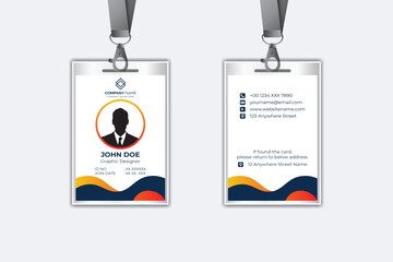 Id card template with photo abstract style