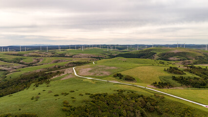 北海道　白い道　宗谷丘陵　空撮