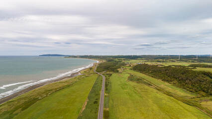 北海道　オロロンライン　サロベツ原野　空撮