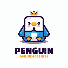 Vector Logo Illustration Penguin Mascot Cartoon Style