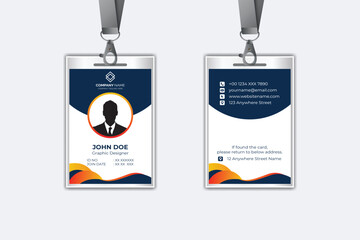 Id card template with photo abstract style