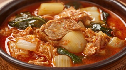 Savory Pork Soup with Vegetables in a Bowl