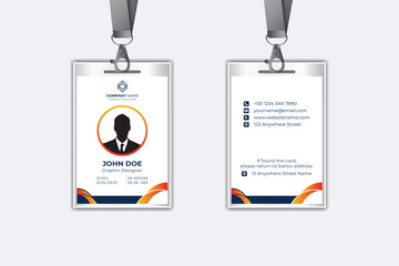 Id card template with photo abstract style