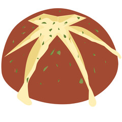 Korean cream cheese garlic bread Illustration 
