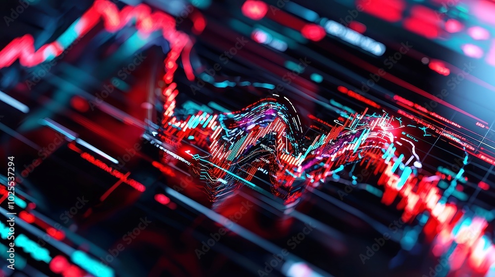 Poster predictive modeling for rate fluctuations, a clean design featuring simple vector graphics and line 