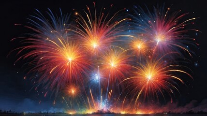 Naklejka premium fireworks above the city