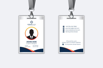 Id card template with photo abstract style