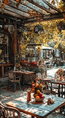 Charming Open Air Caf&eacute; with Fresh Fruit Decor