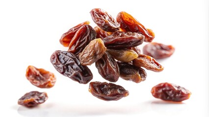 Delicious raisin in the air isolated on white background