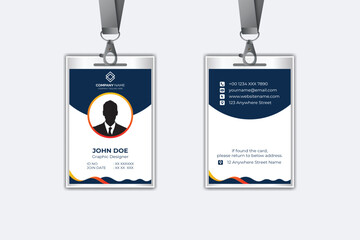 Id card template with photo abstract style