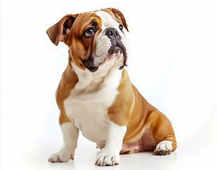 Fototapeta premium Portrait of frechbulldog sitting on the floor isolate on white background.