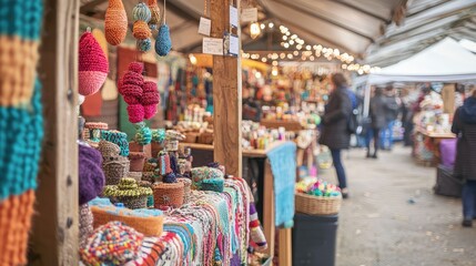 Vibrant Craft Fair with Community Stalls and Decor