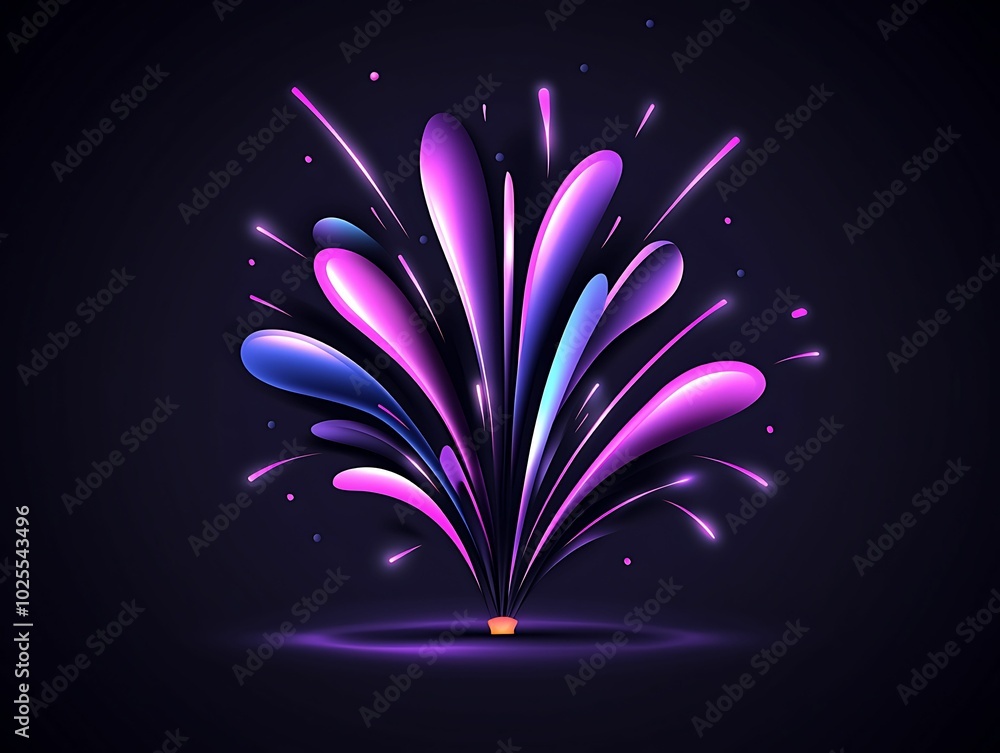 Poster experience an electrifying display of vibrant neon fireworks bursting into dynamic shapes and colors