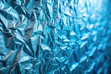 Obraz premium Depth of field abstract blue foil metallic background with glowing light texture