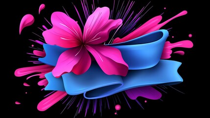 Obraz premium Experience a striking visual of vibrant colors bursting like fireworks, complemented by a beautiful flower. Perfect for celebrating events or adding a creative touch.